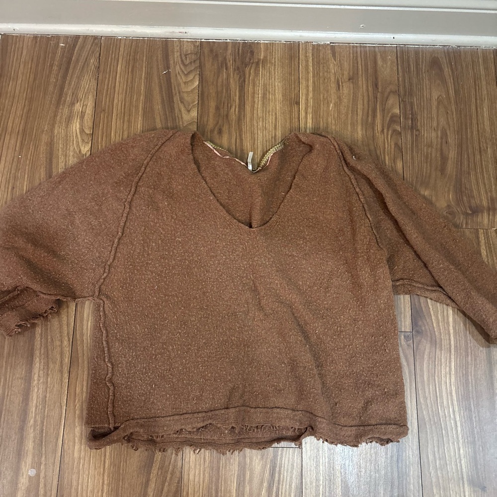 Free People‎ Brown V-Neck Sweater XS